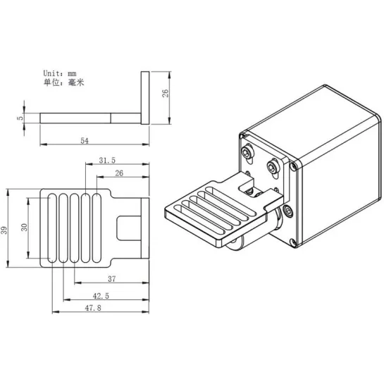 Schéma - Platine d'adaptation EAF ZWO pour Takahashi et Sky-Watcher Esprit