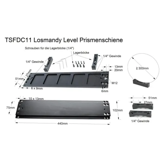 Barre à queue d'aronde Losmandy TS-Optics 3" pour tube