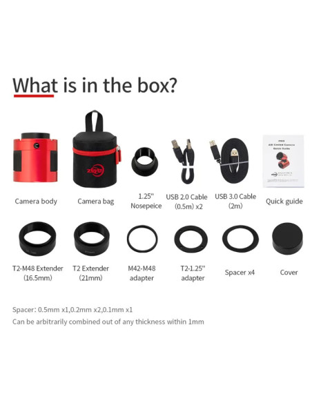 Contenu de livraison - Caméra ZWO ASI533MM Pro refroidie monochrome