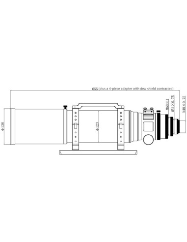 Schéma technique - Lunette astrographe Askar 107PHQ 107/740 quadruplet
